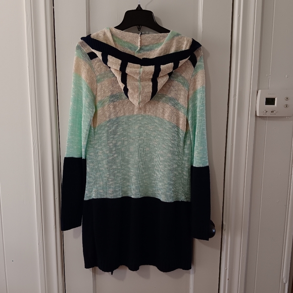 Rue21 Open Front Hooded Knit Color Block Cardigan Junior Women's Size Small New - Picture 6 of 16